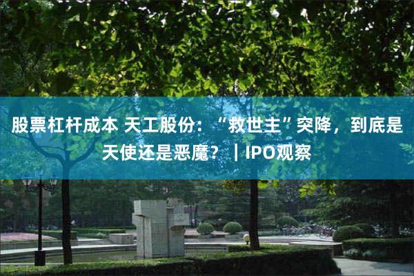 股票杠杆成本 天工股份：“救世主”突降，到底是天使还是恶魔？｜IPO观察