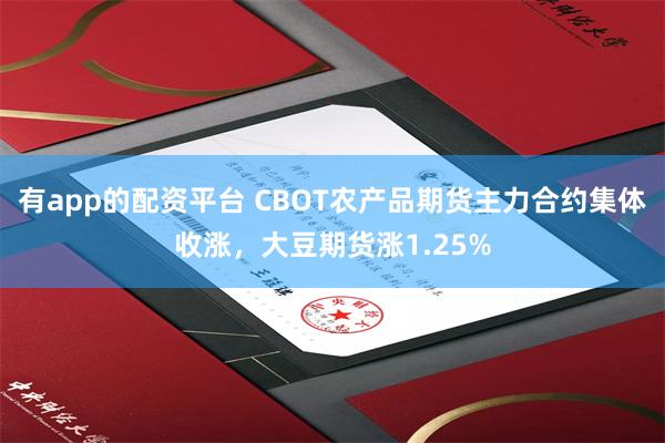 有app的配资平台 CBOT农产品期货主力合约集体收涨，大豆期货涨1.25%